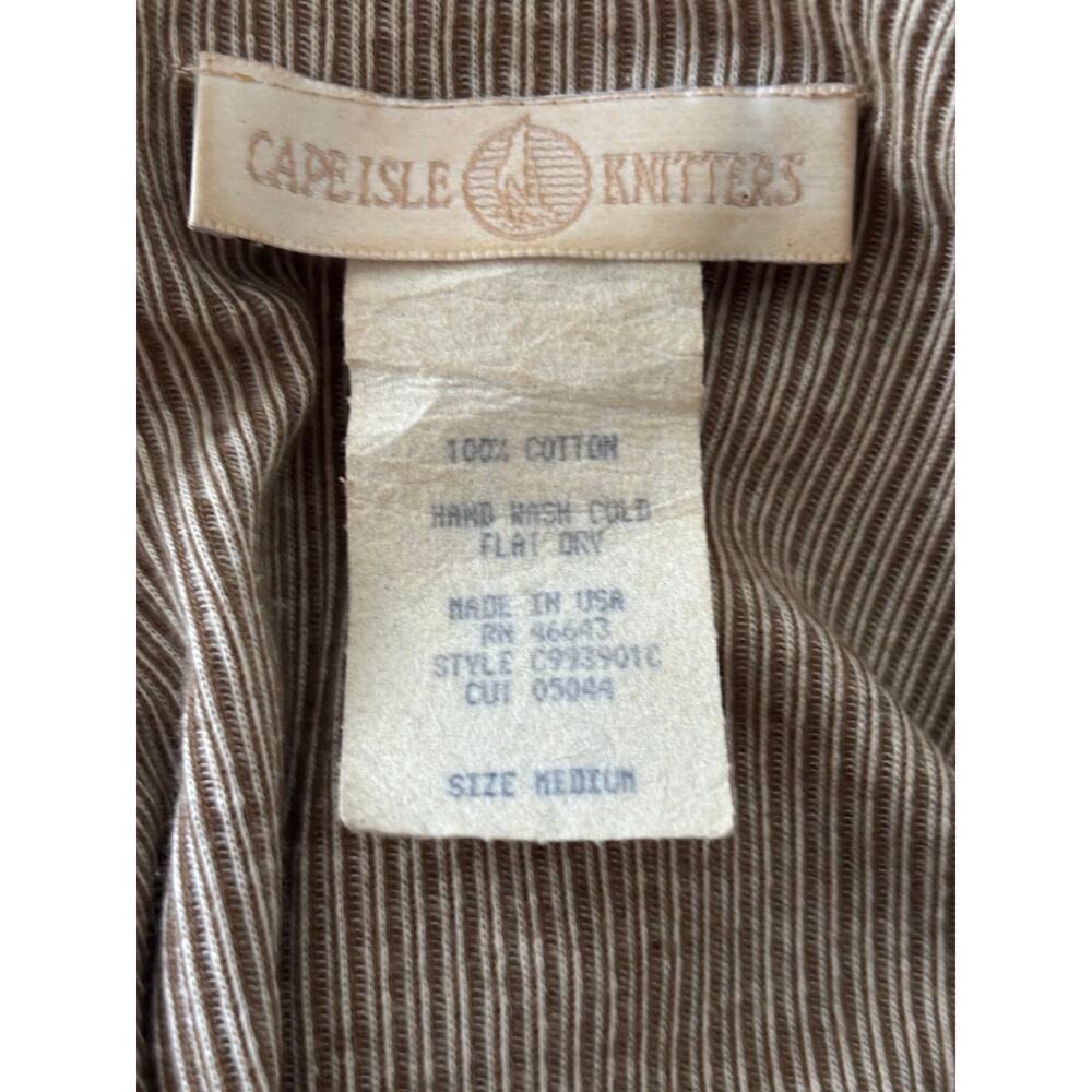 Cape Isle Knitters Tan Vintage Minimalist Dress Etched Unique Front Buttons S/M - Picture 6 of 6